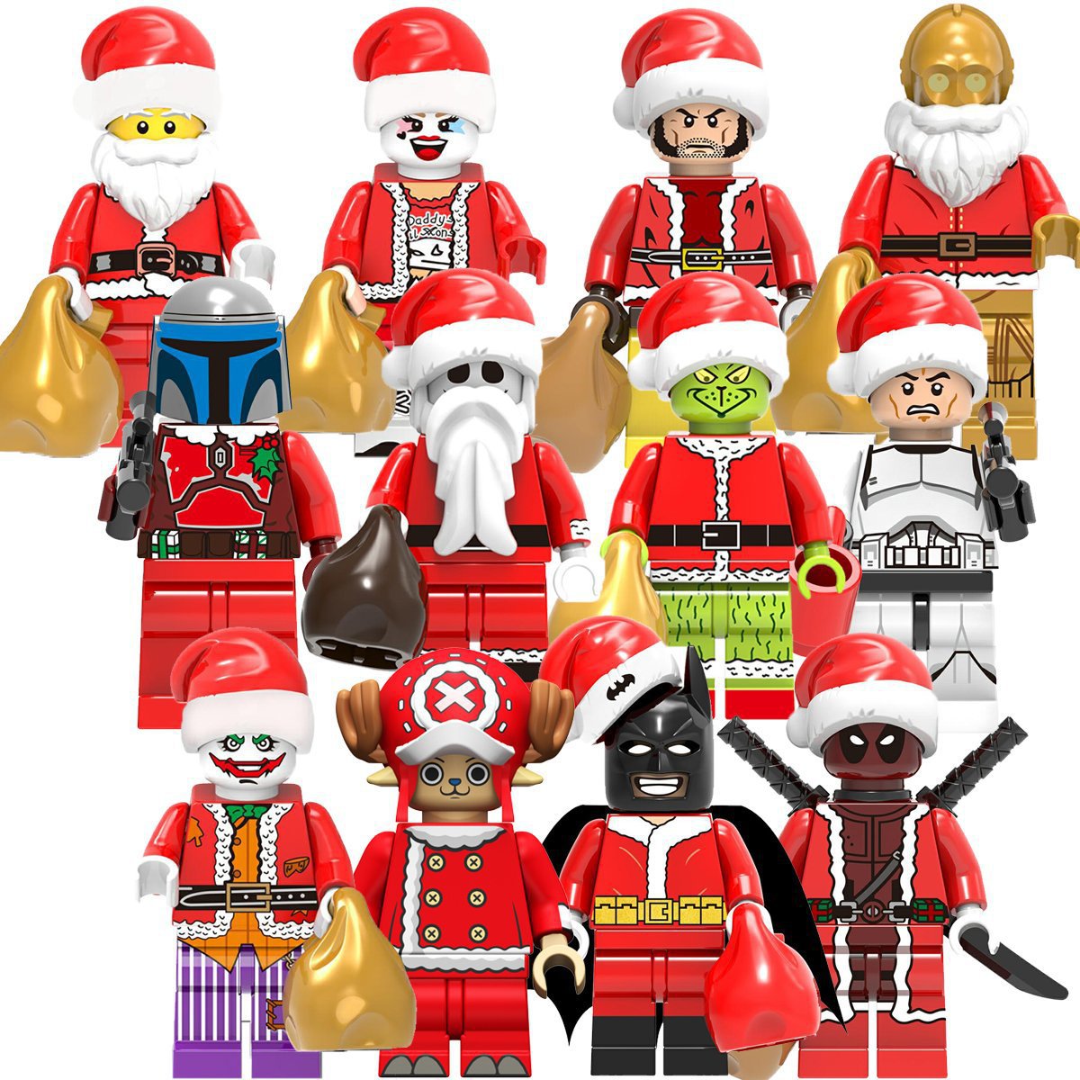 12pcs Santa Claus Star Wars Super Heroes Minifigures Compatible Lego Christmas Gift