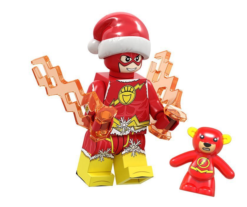 The Flash Christmas Suit and Flash Bear Minifigures Compatible Lego Super Heroes Minifigure