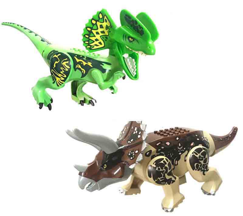Triceratops and Dilophosaurus building block Toy Fit Lego Jurassic World Dinosaur
