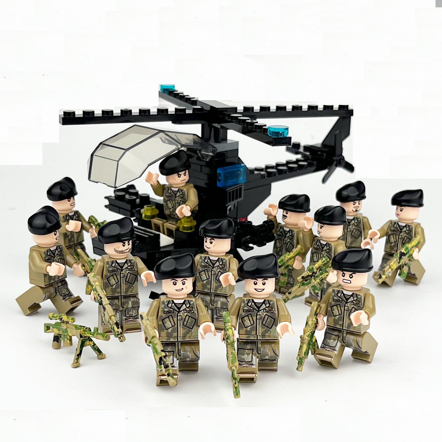 British Beret Army Helicopter Minifigures Fit Lego Modern Military Sets