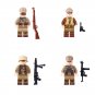 4pcs North African Infantry Air Force Minifigures Compatible Lego WW2 Military Sets