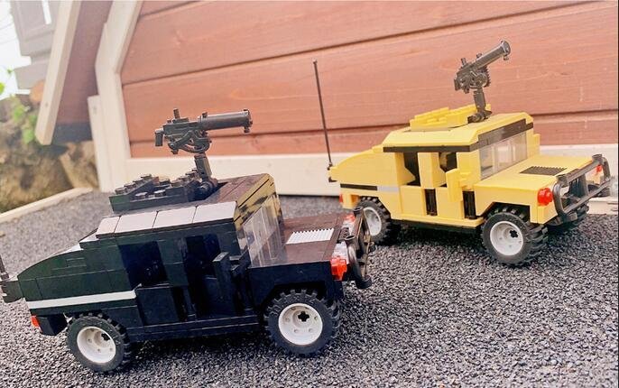 2pcs America Military Hummer Truck Toy Compatible Lego World War II Truck Sets