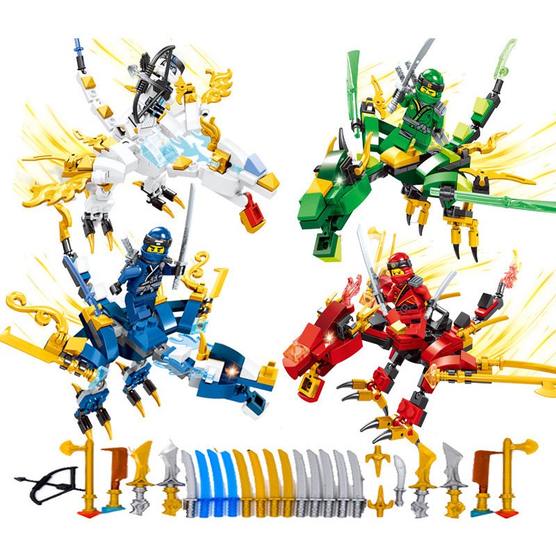 Four Dragons Flying Dragon Mecha Minifigures Compatible Lego Ninjago Sets