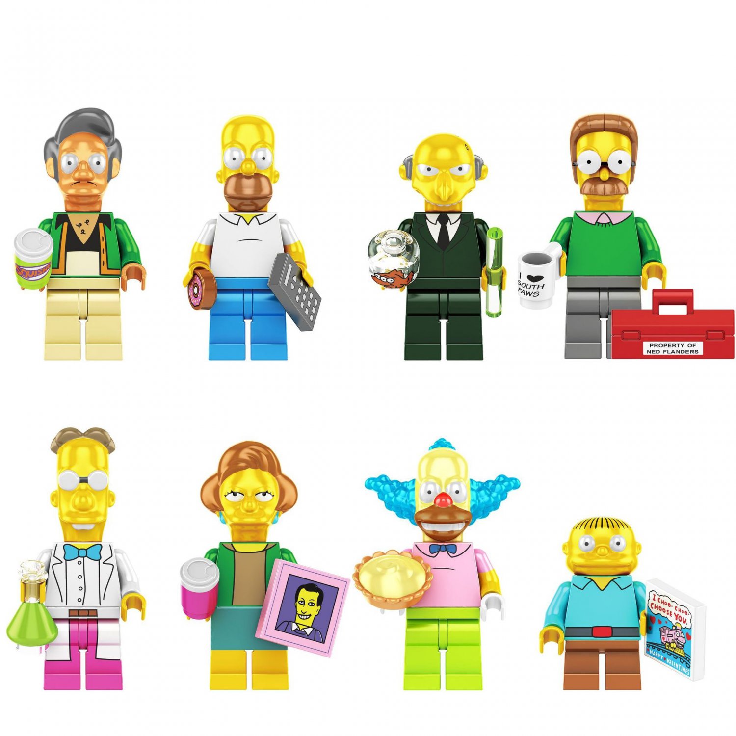 Arp Homer Flender Flink Krabaper Minifigures Compatible Lego The Simpsons Sets