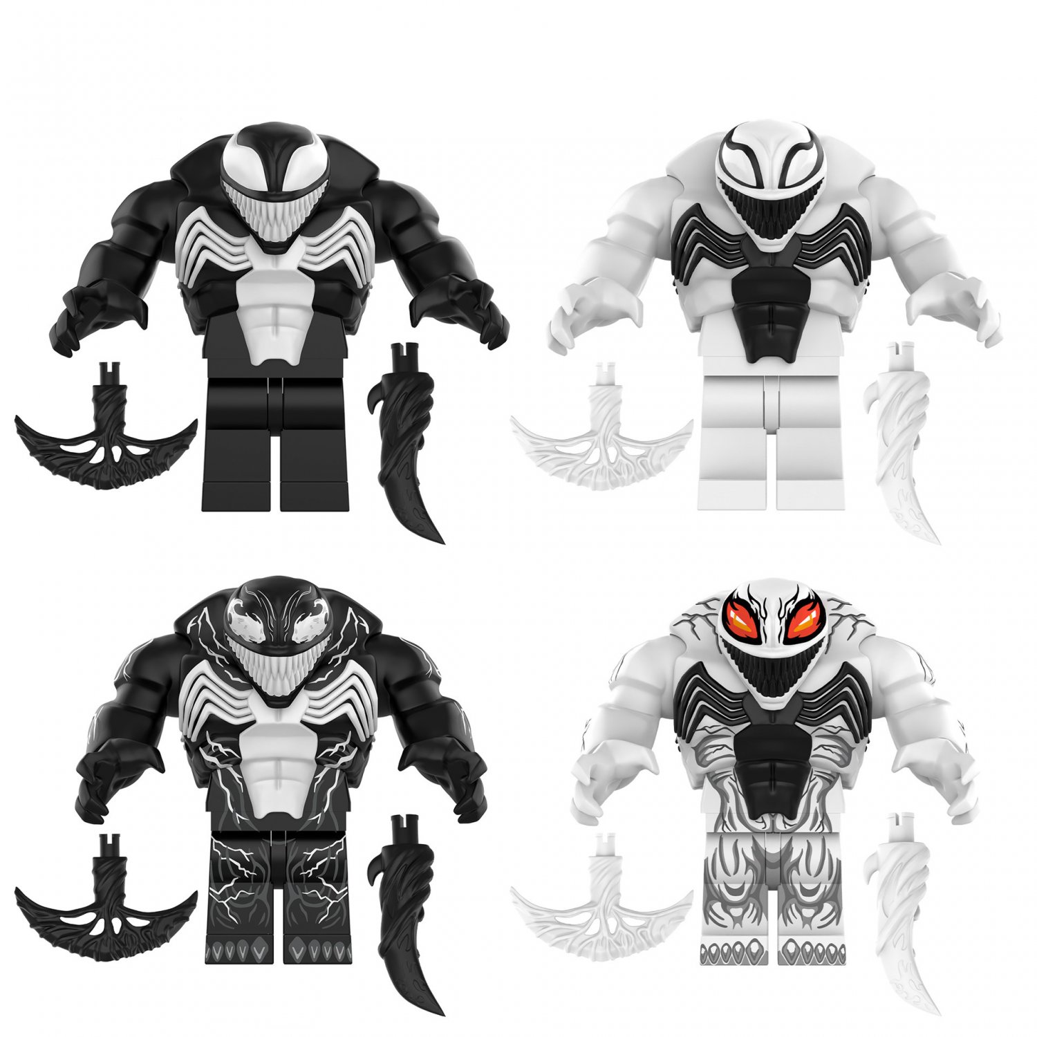 4 New Venom and Anti-Venom Minifigures Fit Lego Venom Movie Sets
