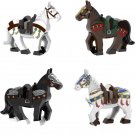 4pcs Middle Ages War-Horse Minifigures Fit Lego Medieval Knights Sets