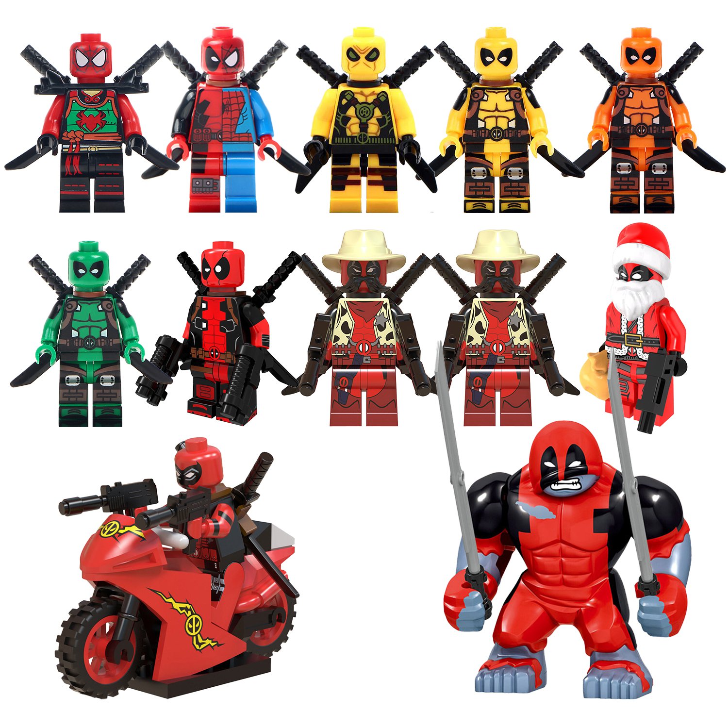 12pcs Deadpool Corps Parallel universes Deadpool Minifigures Fit Lego Deadpool Sets