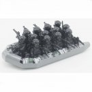 Black SWAT Police Rubber boats Minifigures Fit Lego City Police Set