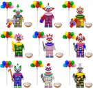 8pcs Killer Klowns Minifigures Fit Lego Game Sets