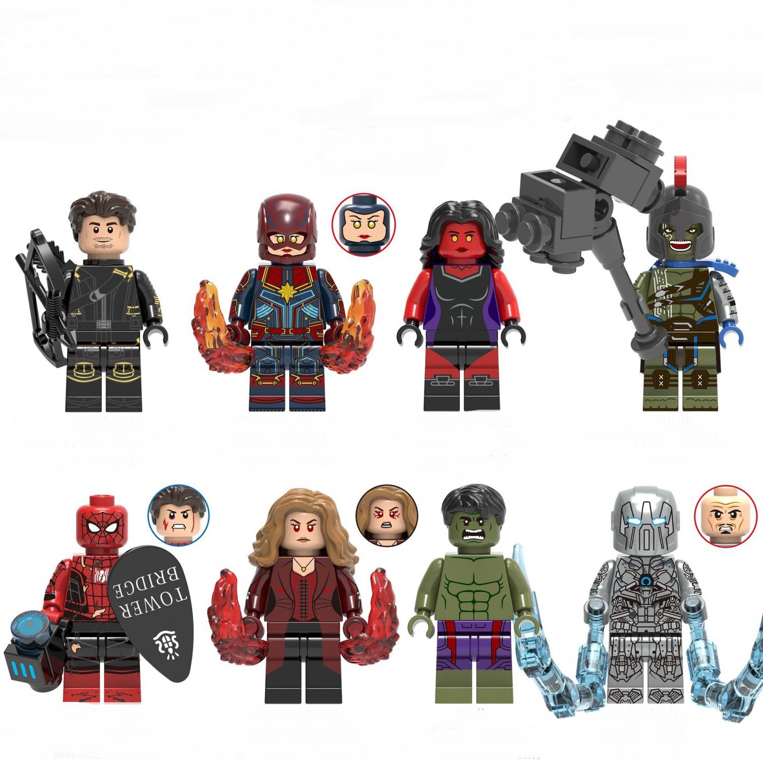 Red She-Hulk Scarlet Witch Whiplash Minifigures Fit Lego The Avengers Sets