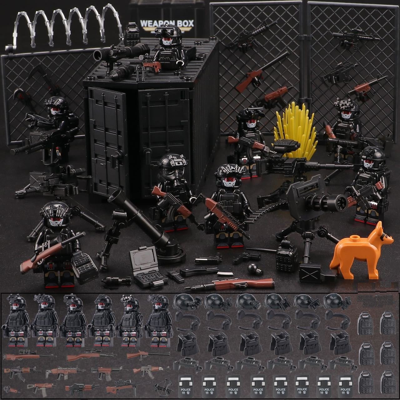 S.W.A.T. Heavy Weapon Base Minifigures Fit Lego City Police Station Sets