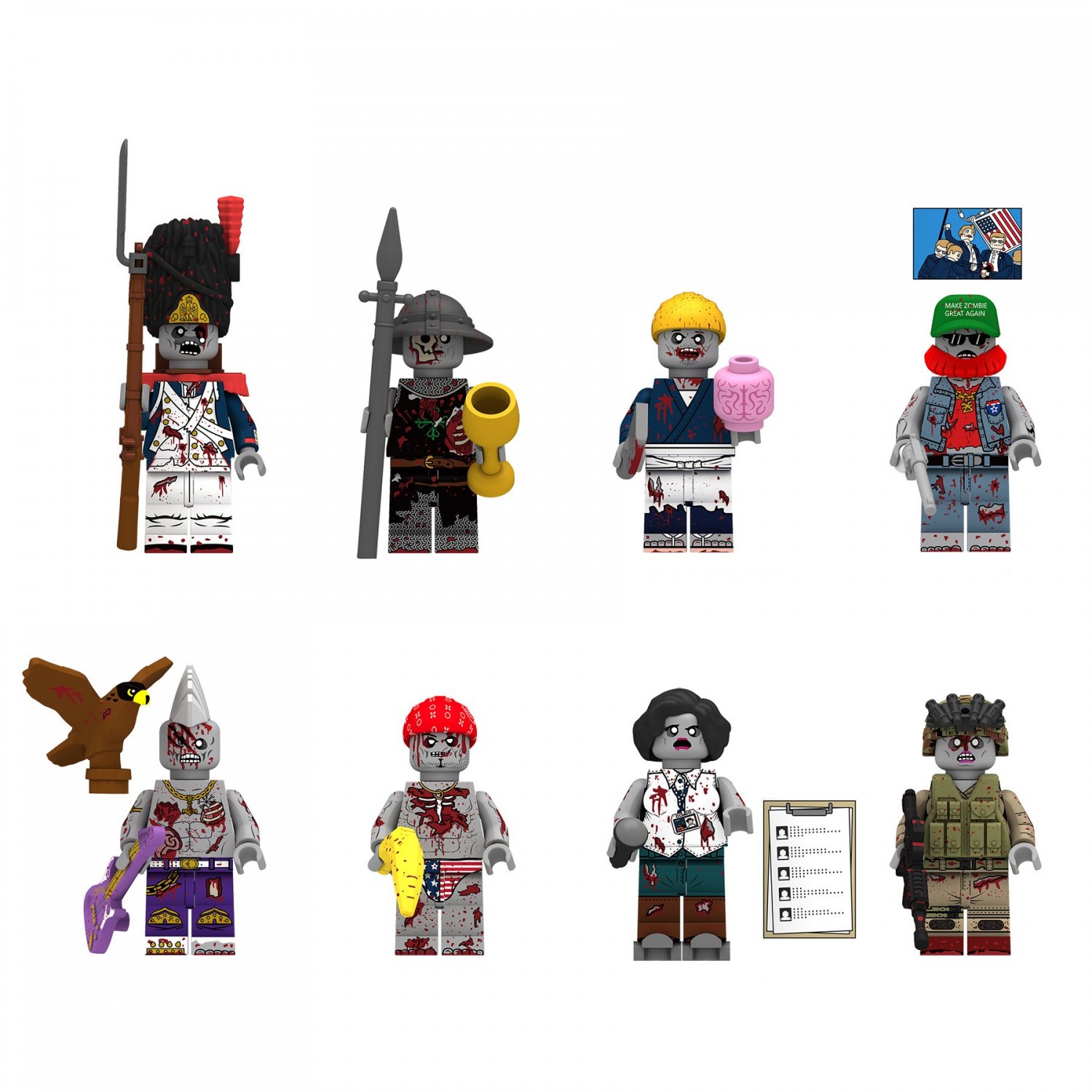 MZGA Zombie Chef Zombie Old Guard Zombie Minifigures Fit Lego Halloween Zombie Sets