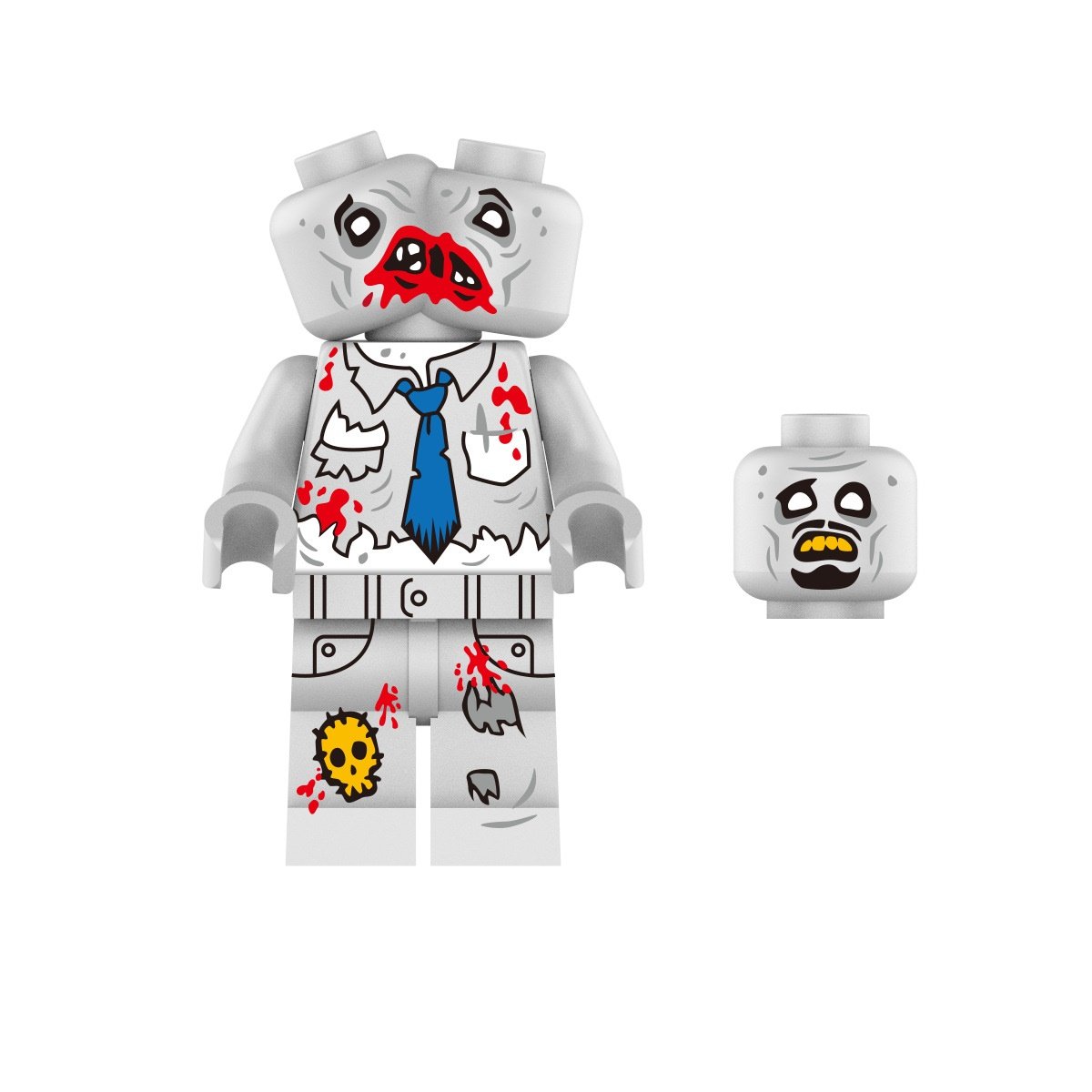 Double headed Zombie Minifigures Fit Lego Halloween Minifigure