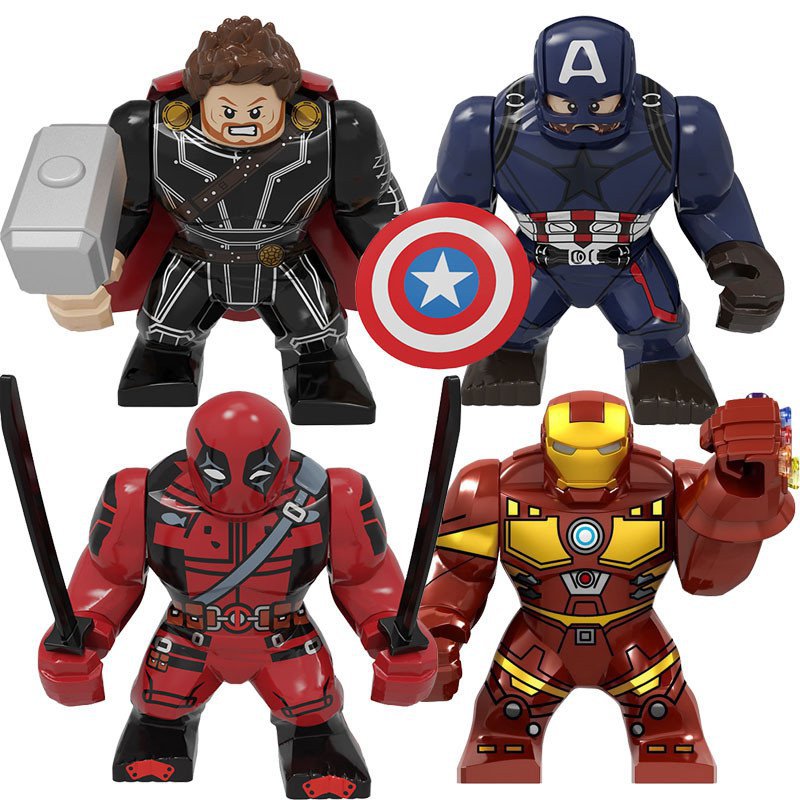 4 Big Deadpool Thor Captain America Iron Man Minifigures Fit Lego Super Heroes Sets