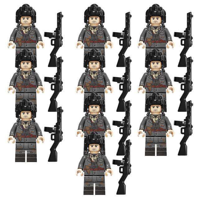 10pcs Soviet Union Tank Soldiers Minifigures Fit Lego WW2 Military Sets