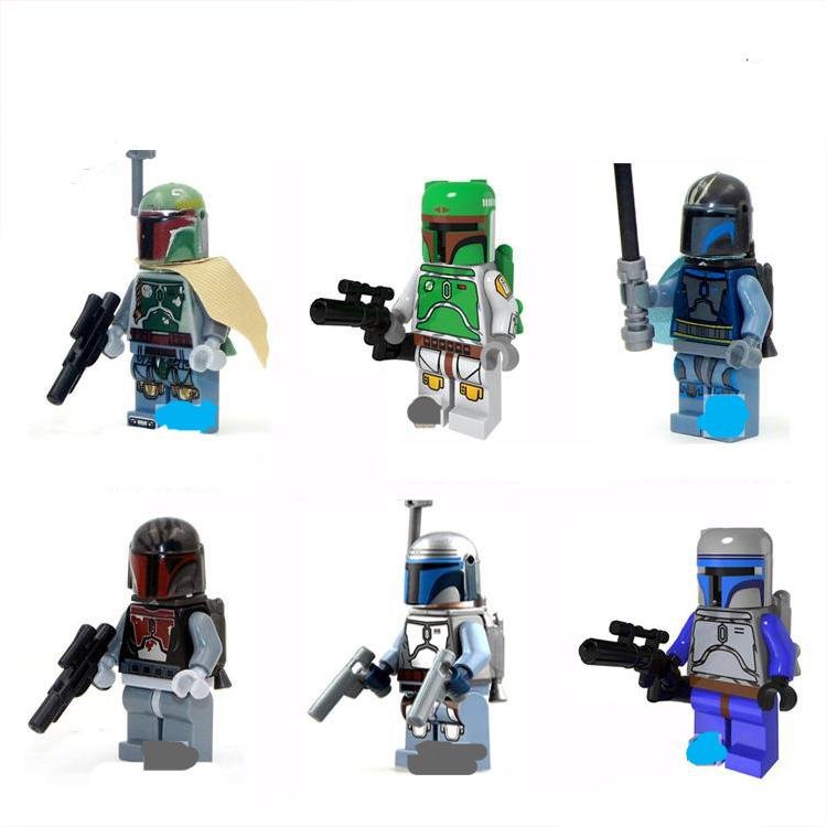 6pcs Boba Fett Mandalorian Pre Vizsla Jango Fett Minifigures Fit Lego Star Wars Sets