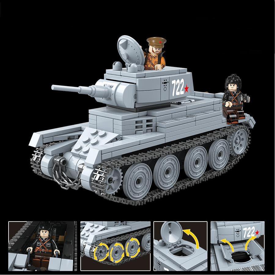 WW2 Soviet Union Fast Tank BT-7 Minifigures Tank Sets