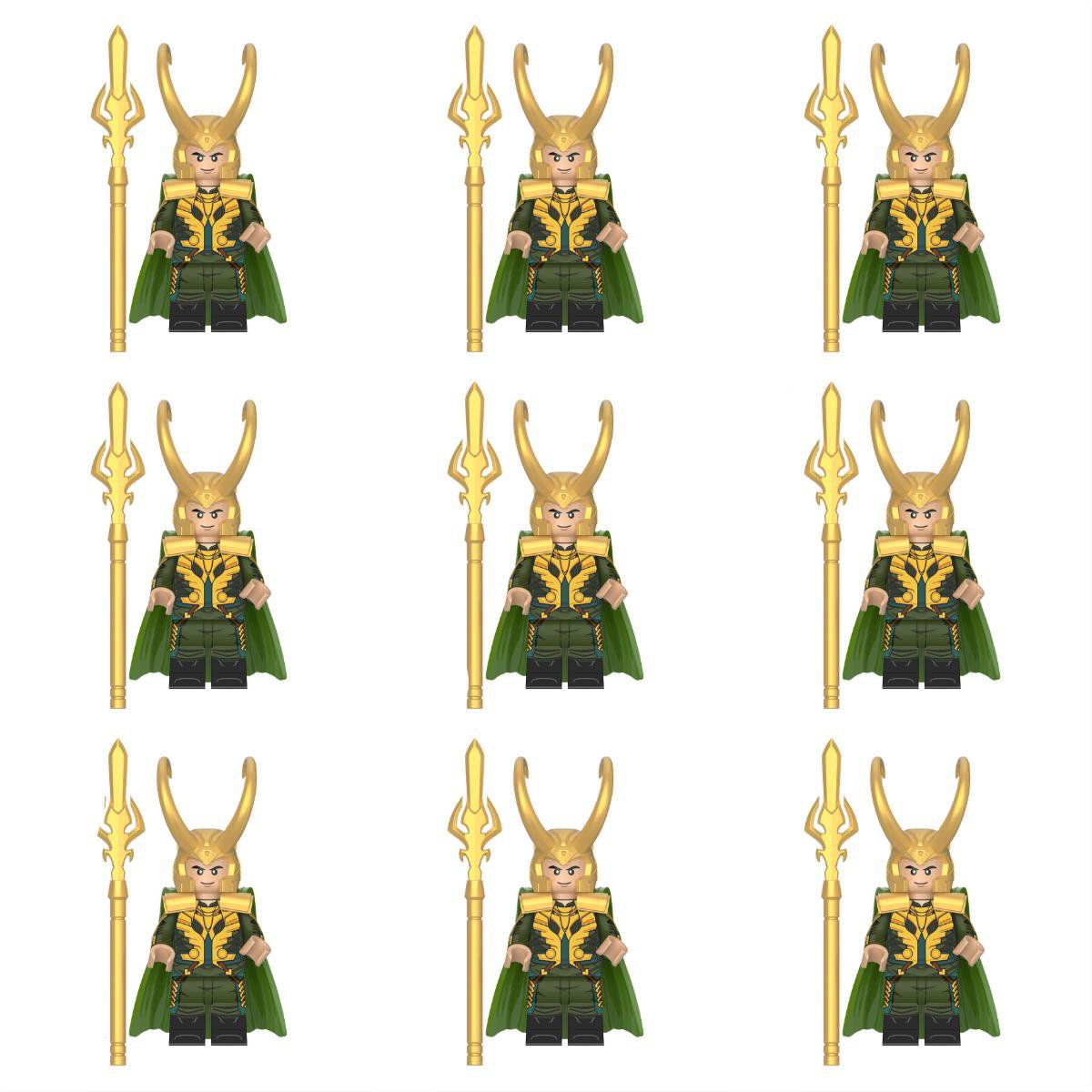 9pcs Gold Armor Loki Minifigures The Avengers movie Sets