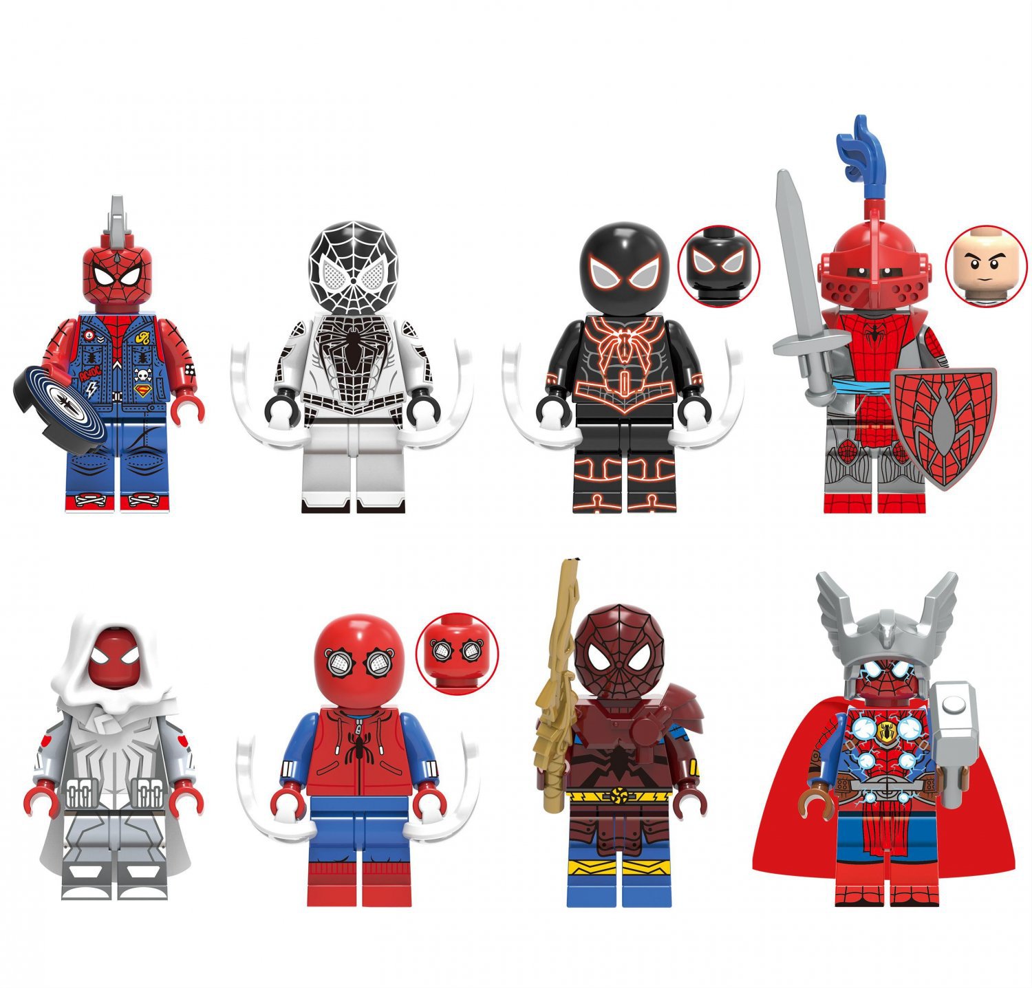 Punk Spider-Man Negative Space Minifigures Spider-Man legion Sets