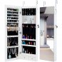 Door Wall Mount Touch Screen LED Light Mirrored Jewelry Cabinet Storage Lockable