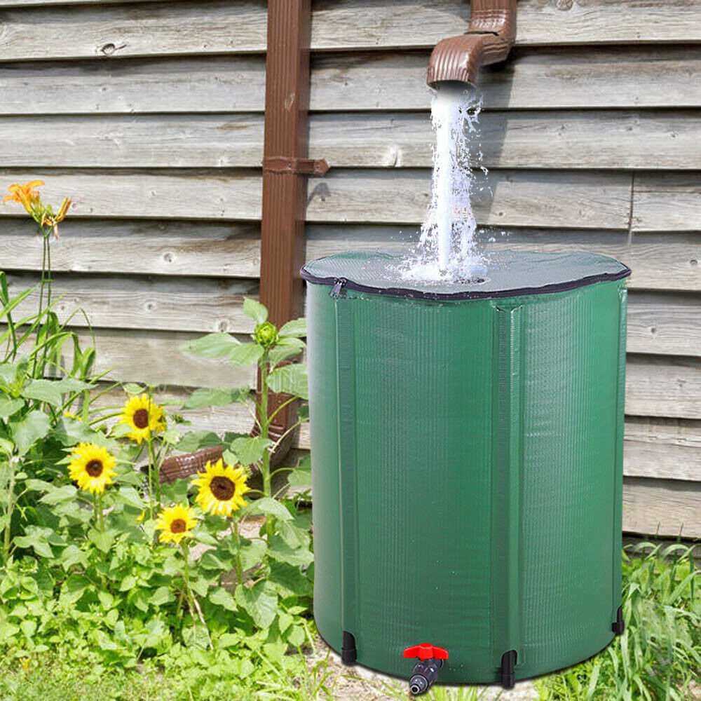 50 Gallon Folding Rain Barrel Water Collector Outdoor Collapsible Tank