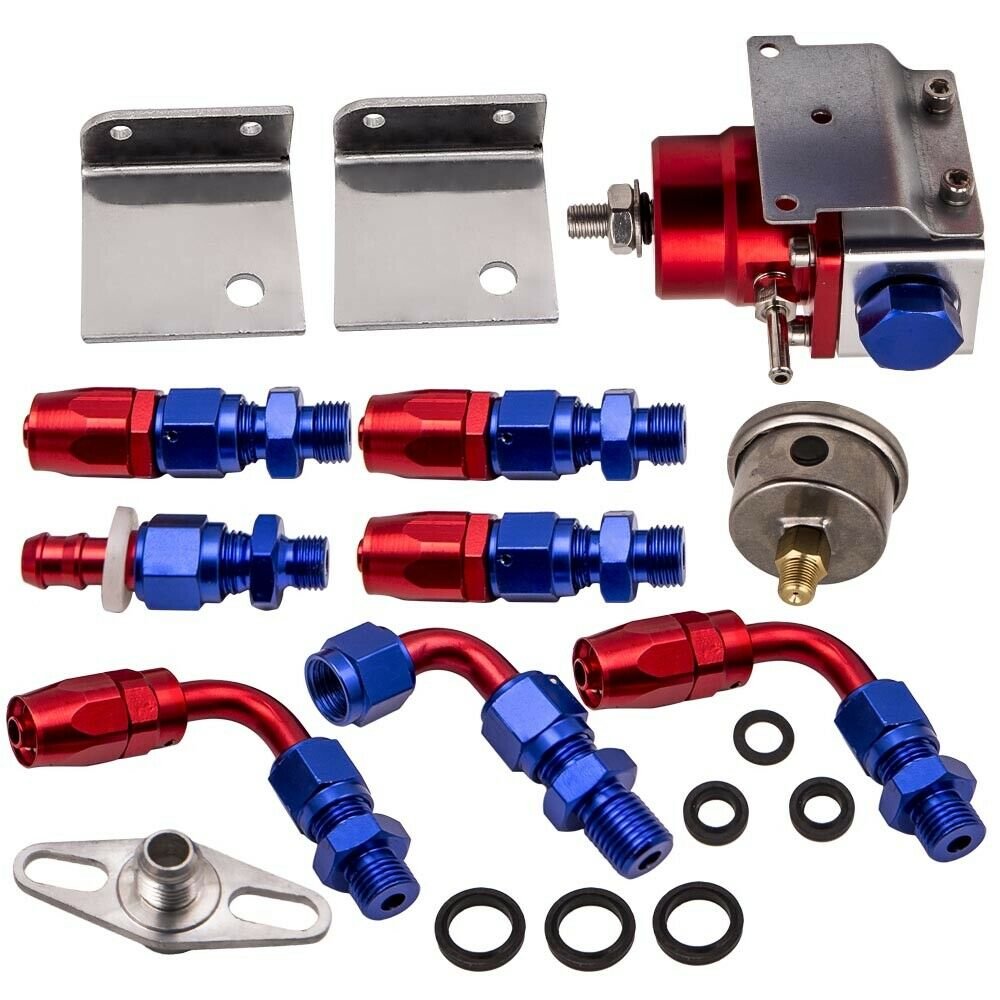 Adjustable Fuel Pressure Regulator Gauge Kit + AN 6 Fitting End Universal