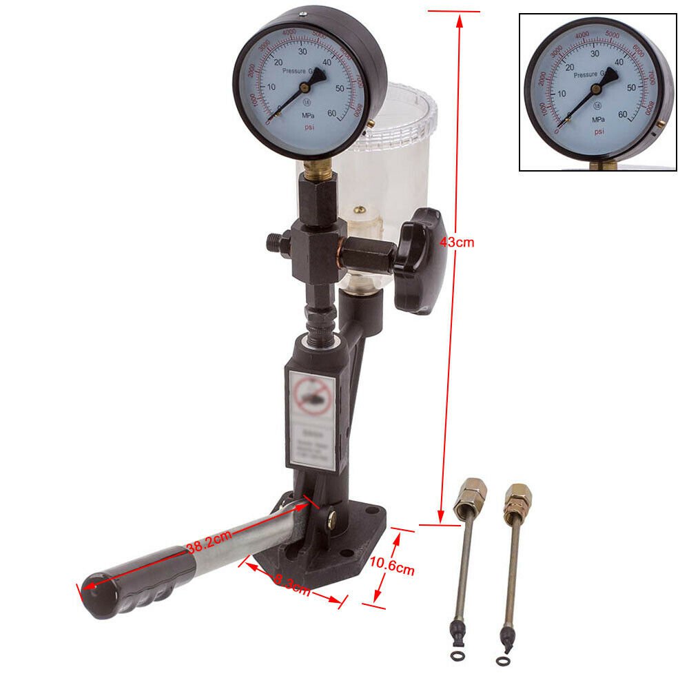 Diesel Injector Nozzle Tester Pop Pressure Tester, Dual Scale Gauge 0