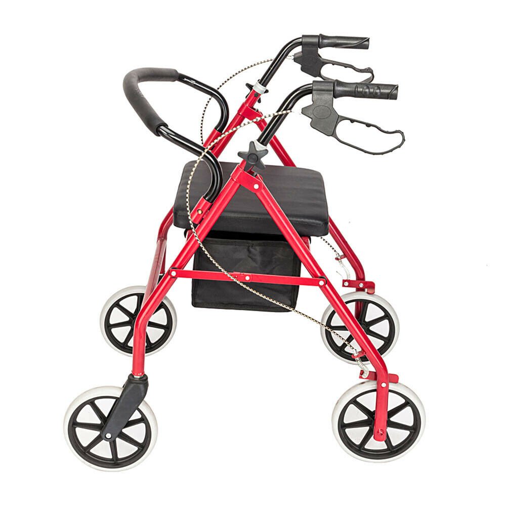 Heavy Duty Rolling Walker with Padded Seat Steel Walker W/4 Wheels