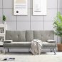 Light Gray Leather Sofa Bed Adjustable Couch Daybed Home 2 Pillows Living Room