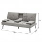 Light Gray Leather Sofa Bed Adjustable Couch Daybed Home 2 Pillows Living Room