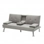Light Gray Leather Sofa Bed Adjustable Couch Daybed Home 2 Pillows Living Room