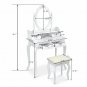 Vanity Makeup Dressing Table Set w/Stool 4 Drawer&Mirror Jewelry Wood Desk Home