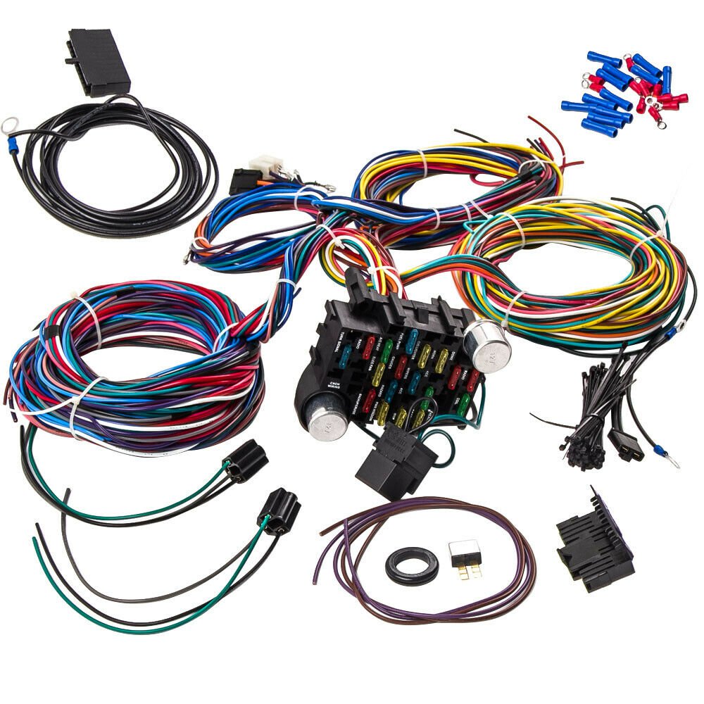 21 Circuits Wiring Harness 17 Fuses Plug Connector for Radio Fan Horn AC