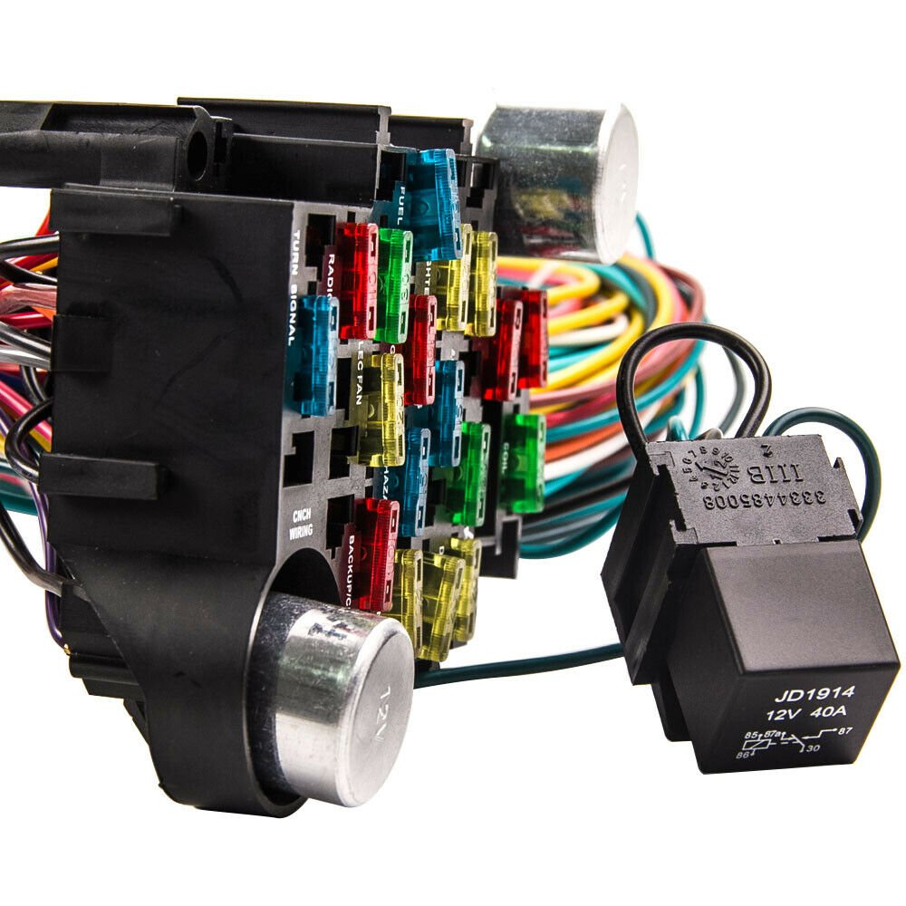 21 Circuits Wiring Harness 17 Fuses Plug Connector for Radio Fan Horn AC