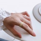 Sterling Silver Golden Resin Printing Adjustable Ring