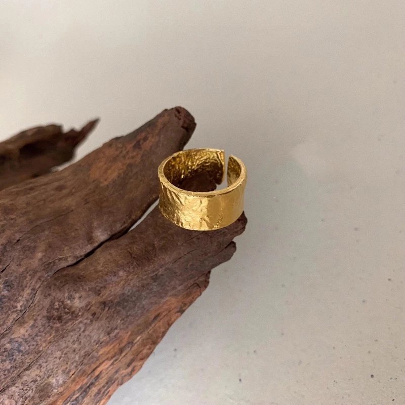 Sterling Silver Irregular Type Gold Foil Paper Fashion Ring