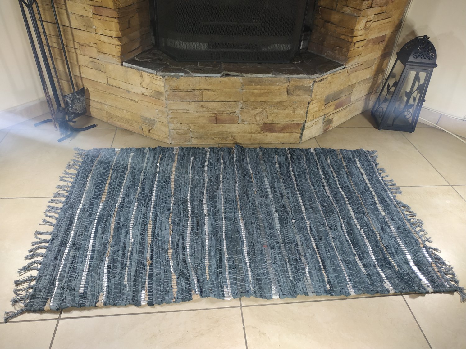 Rustic Fireproof Fireplace Carpet Shiny Gray Hearth Fire Resistant Mat Rug