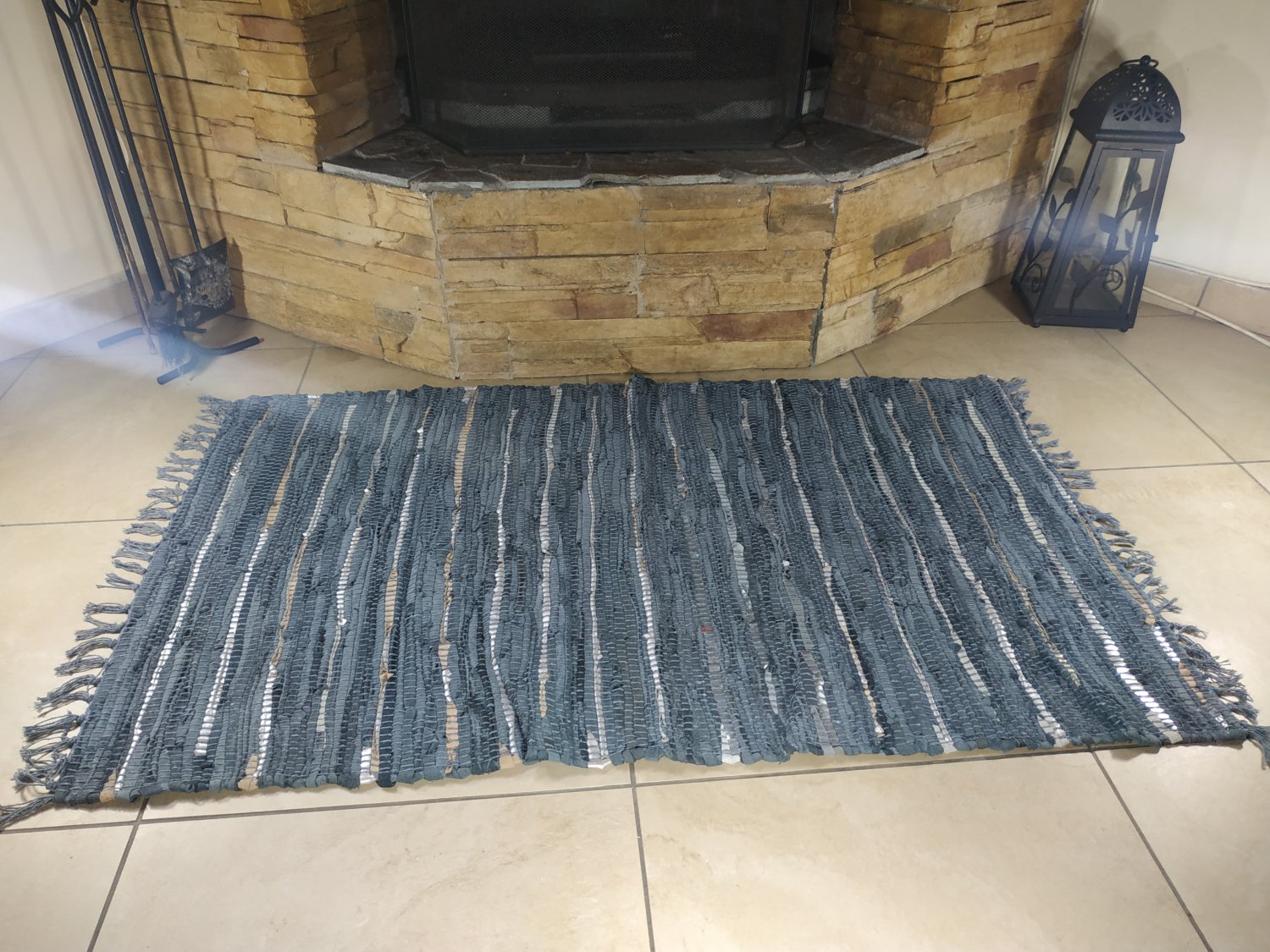 Rustic Fireproof Fireplace Carpet Shiny Gray Hearth Fire Resistant Mat Rug
