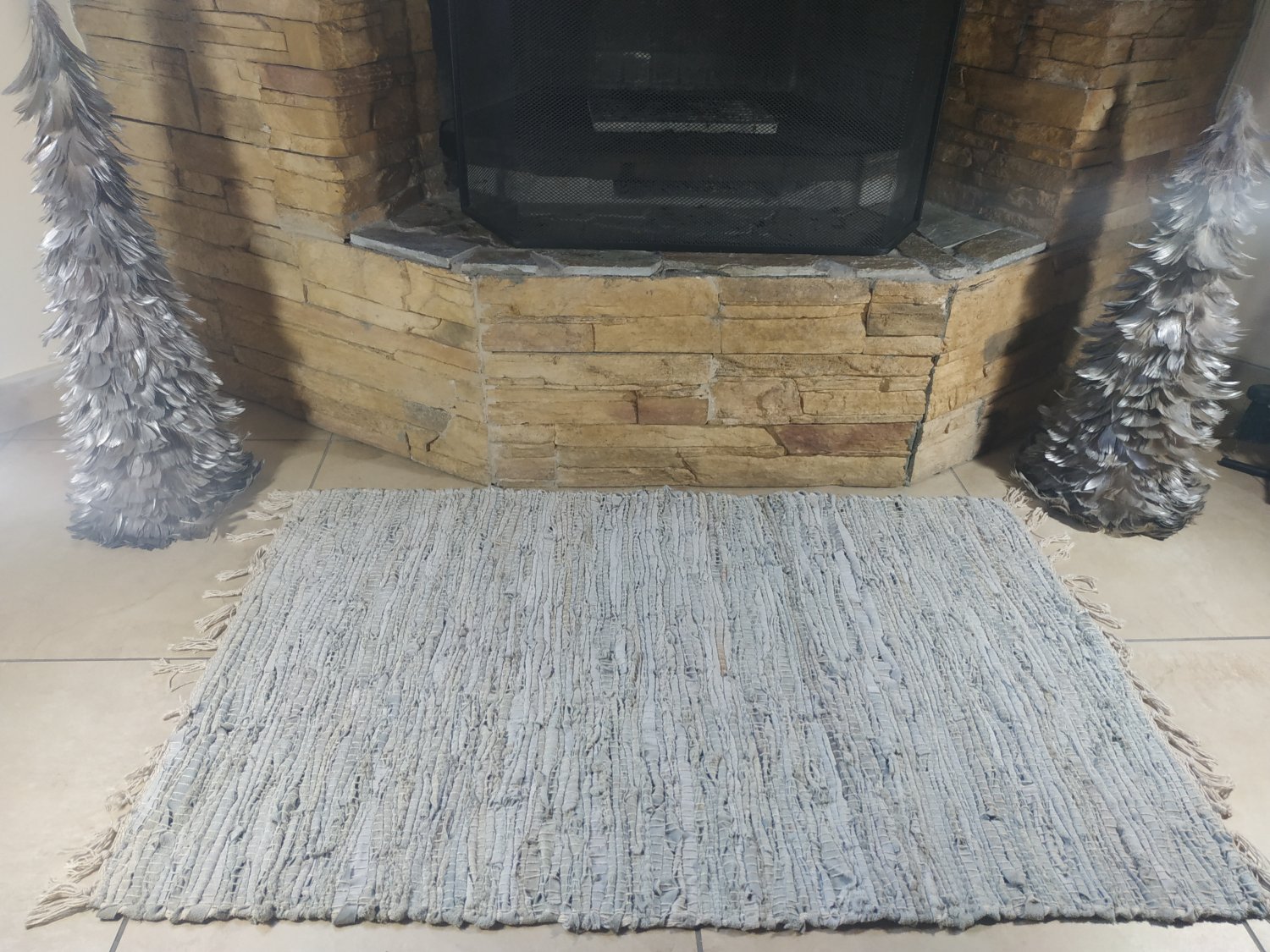 Rustic Fireproof Fireplace Carpet Beige Hearth Fire Resistant Mat Rug