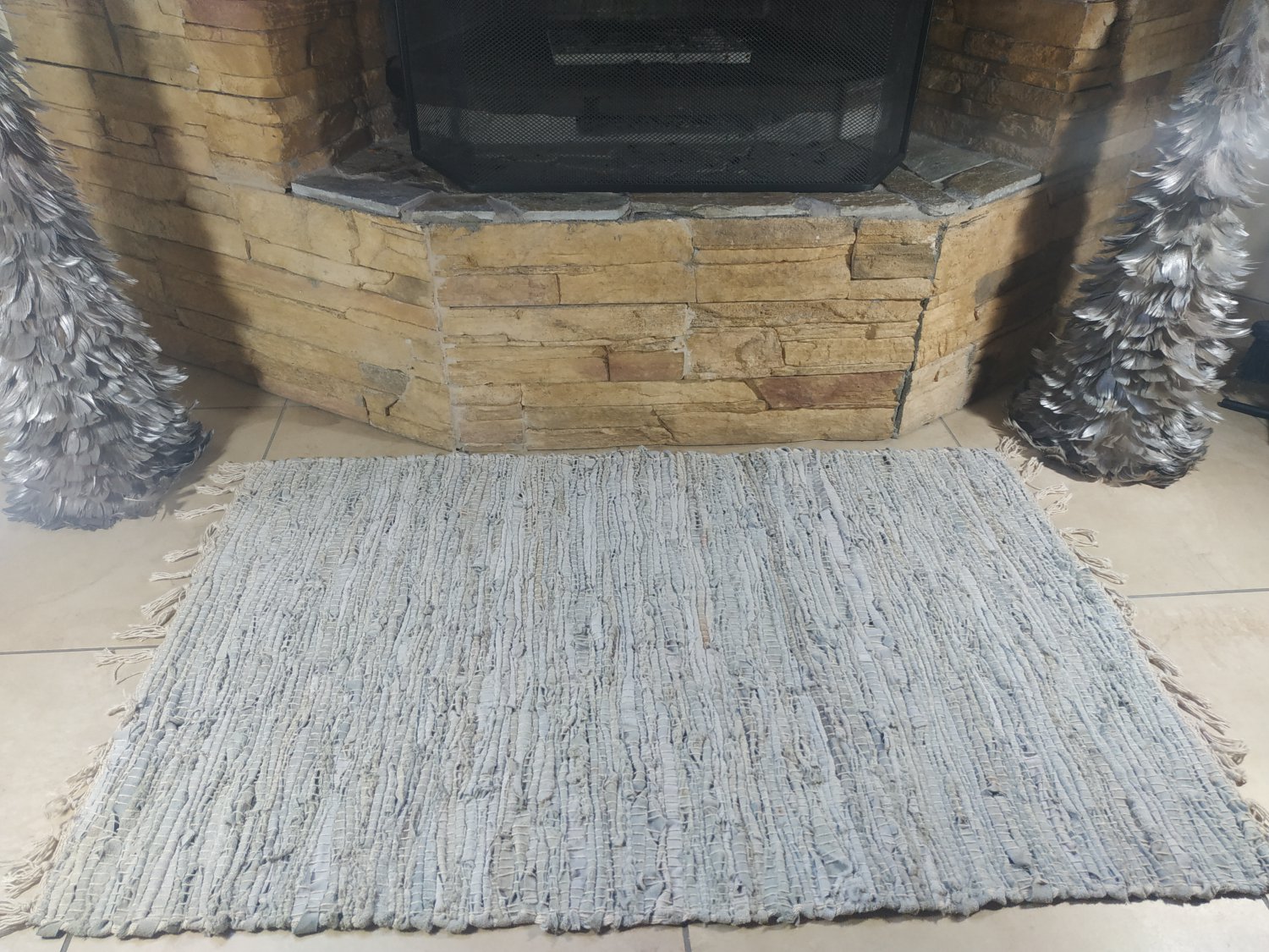 Rustic Fireproof Fireplace Carpet Beige Hearth Fire Resistant Mat Rug