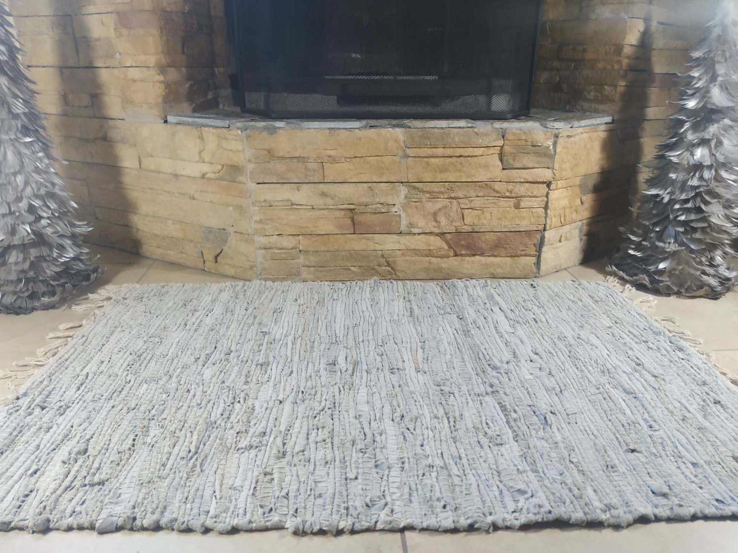 Rustic Fireproof Fireplace Carpet Beige Hearth Fire Resistant Mat Rug