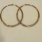 2.5" Silver Rhinestone Gold Hoop Earrings Crystal Large Big Boho Bohemian 2.50"