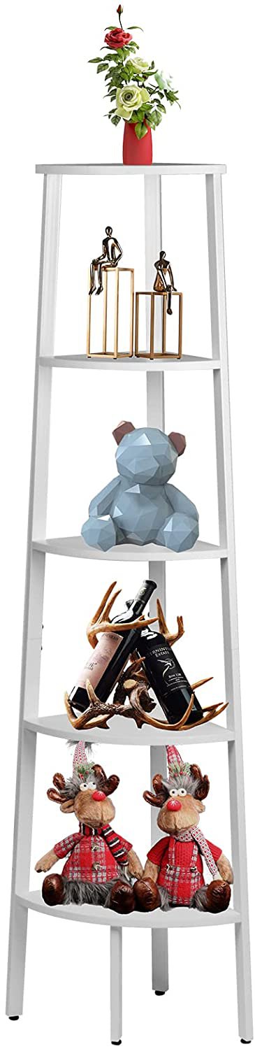 BIGTREE 5-Tier Corner Ladder Shelf Unit 62.32&acirc;�� Bookcase Display (White)