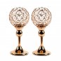 BIGTREE Crystal Sphere Candle Holder Set Of 2 For Anniversary Celebration Gold 9.8"