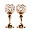 BIGTREE Crystal Sphere Candle Holder Set Of 2 For Anniversary Celebration Gold 11.8"