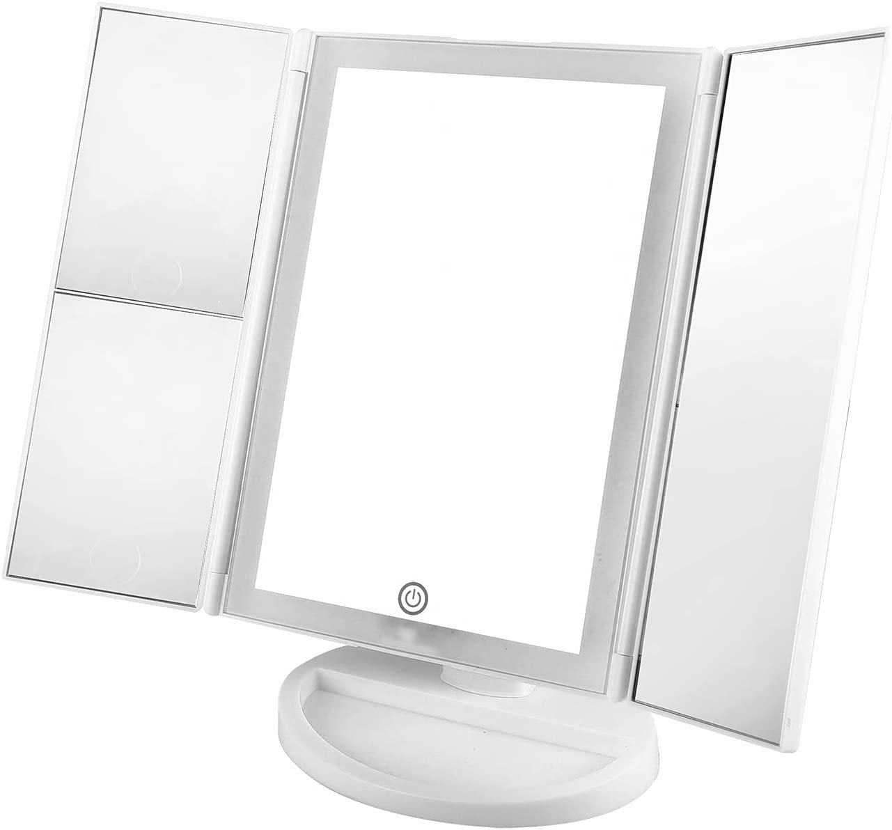 BIGTREE Trifold Makeup Vanity Mirror with Lights, 1X/2X/3X Magnification
