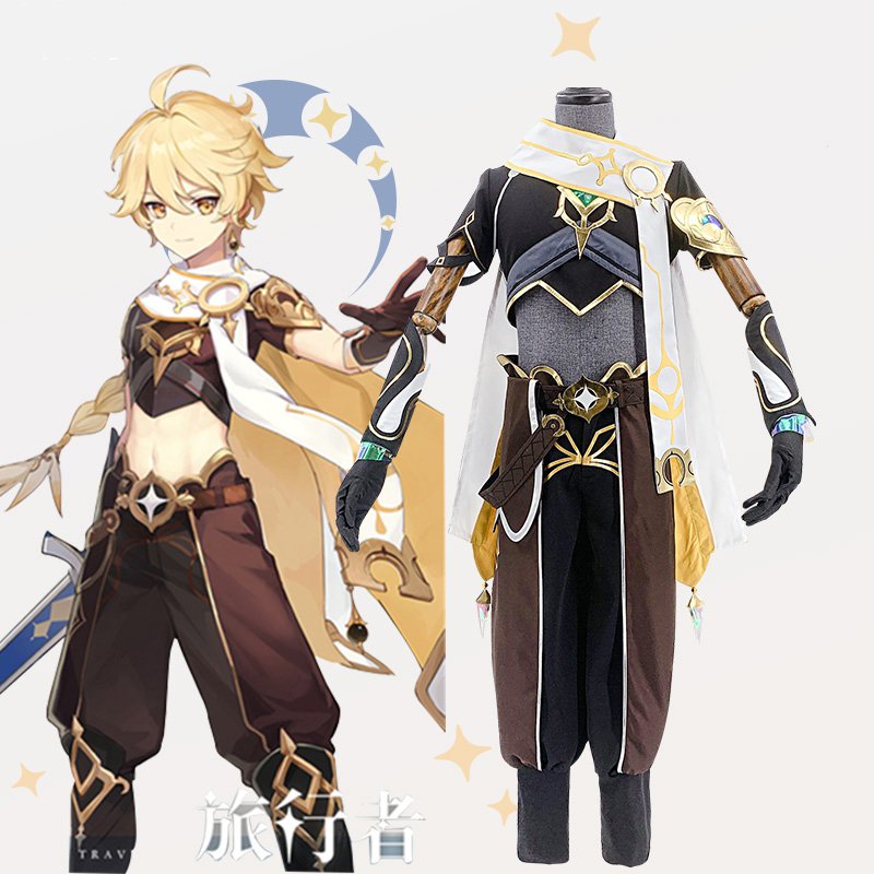 Genshin Impact Traveler Aether Cosplay Party Game Halloween Outfit