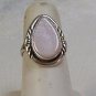 Sterling Silver and pink mother of pearl pear shaped ring, size 6
