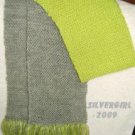 7" x 62" Long Hand Knit Bright Green Grey Scarf