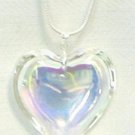Sterling Silver Chain Shimmery AB Glass Heart Necklace Sterling Silver Chain Shimmery AB Glass Heart Necklace